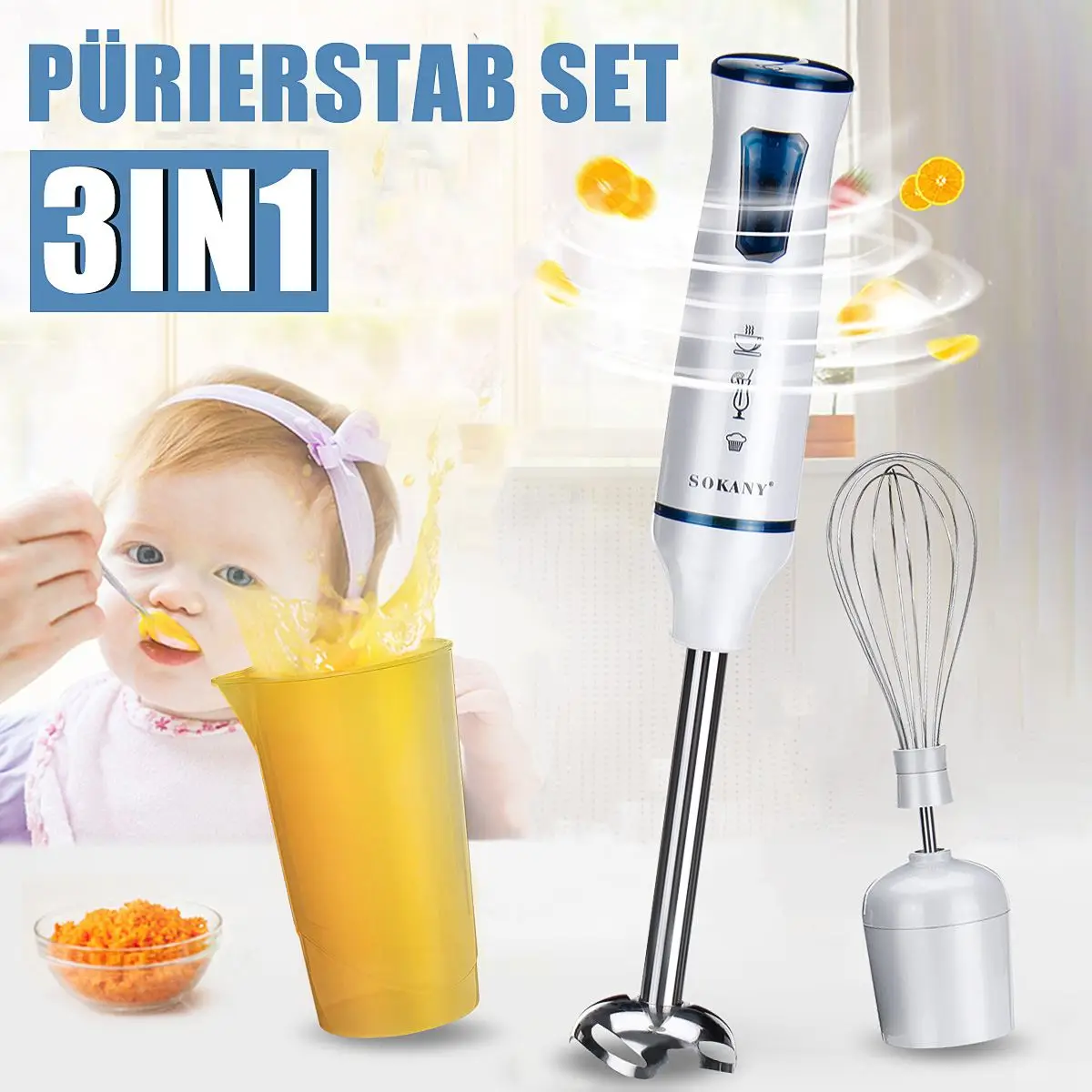 Блендер 3 в 1 Электрический 1000 Вт 2 скорости | Бытовая техника