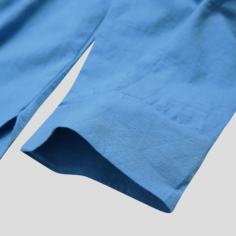 

Nightgown Men's Muslim Robes Nightgown Long Sleeve Button Solid Color Printing Shirt