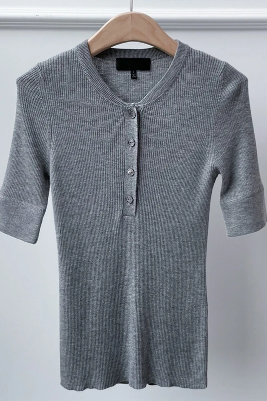 

Multi Colors Summer Spring Short Sleeves Silk Cashmere Knitted T shirt S M L