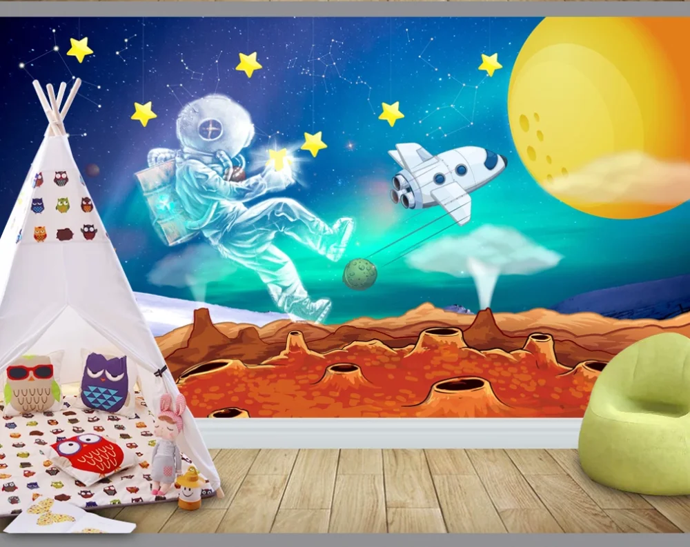 Пользовательские 3D фотообои Фреска Фэнтези Космос астронавт фон стены Детская
