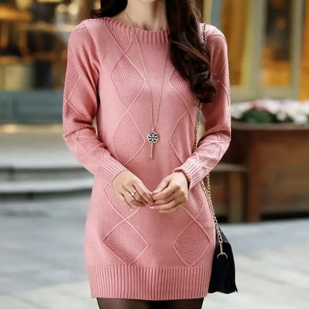 Платье Свитер новинка Осень зима Женский облегающий пуловер вязаное платье