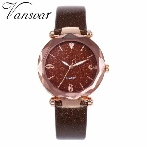 

Pop Pop Fashion Women Starry Sky Watch Luxury Ladies Leather Quartz Watch Vansvar Brand Relogio Feminino Dropshipping