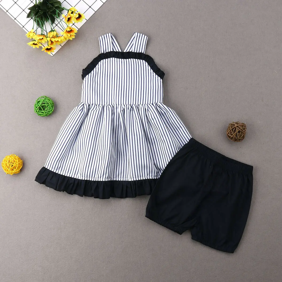 Emmababy 2 шт. 2019 летняя одежда для маленьких девочек комплект одежды платья топ в