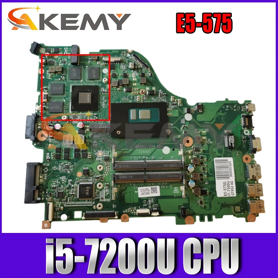

For ACER Aspire E5-575 i5-7200U Notebook Mainboard DAZAAMB16E0 SR2ZU N16P-GT-A2 DDR4 Laptop Motherboard