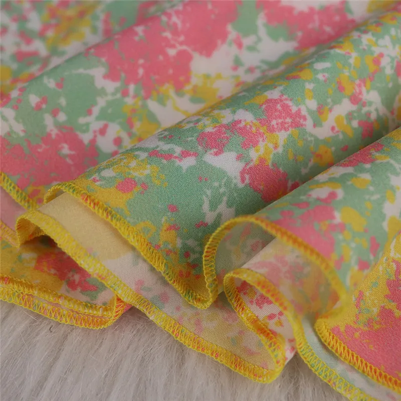 

Women Casual Autumn Dress Lady Korean Style Vintage Floral Printed Chiffon Shirt Dress Long Sleeve Bow Summer Dress Vestido