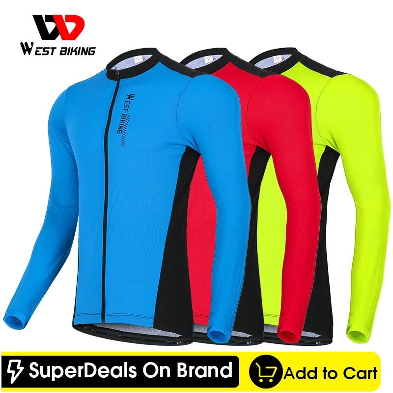 WEST BIKING Long Sleeve Cycling Jersey Breathable Team Racing Sport Bicycle Men Shirt Clothing Comfortable Bike | Спорт и
