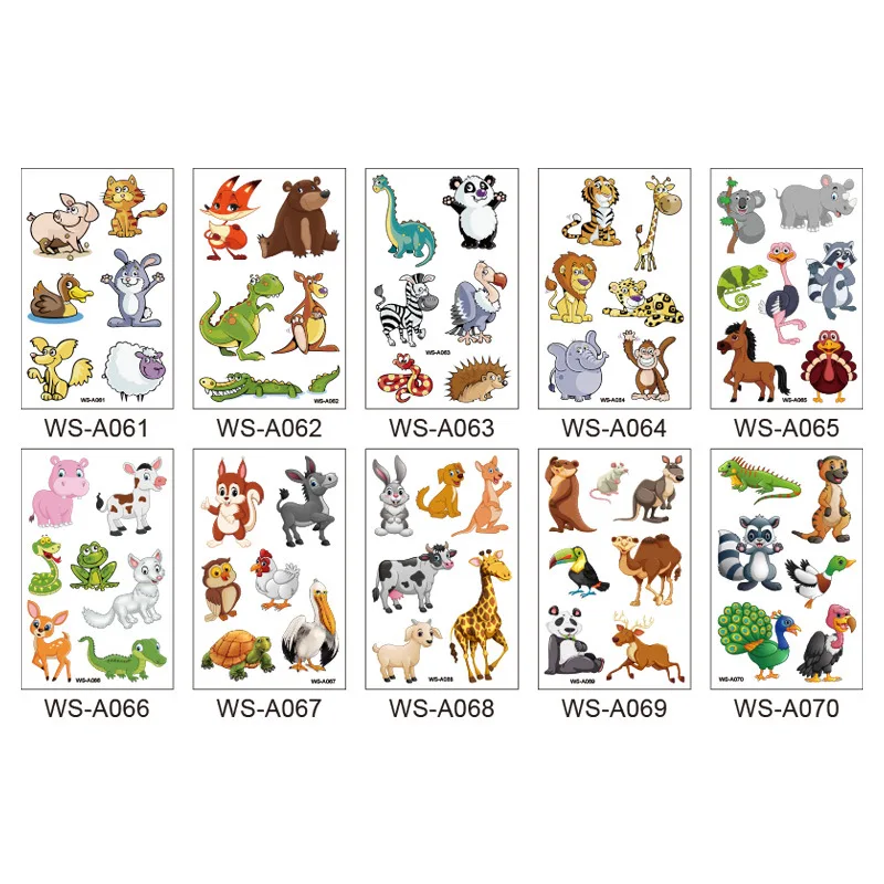 10 шт. животные джунглей тату наклейки восхитительный зоопарк животное боди арт