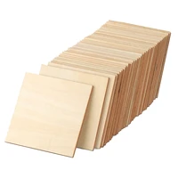 unfinished wood pieces 50 pcs 4 inch square blank wood natural slices cutouts for diy crafts painting staining