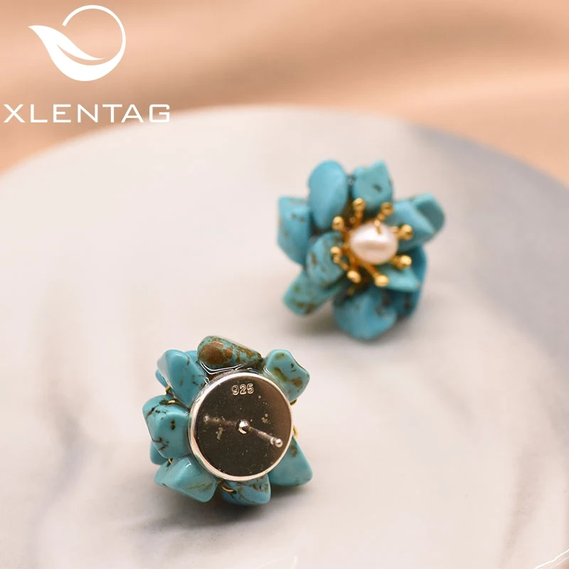 Женские винтажные серьги-гвоздики XlentAg серьги ручной работы с натуральным