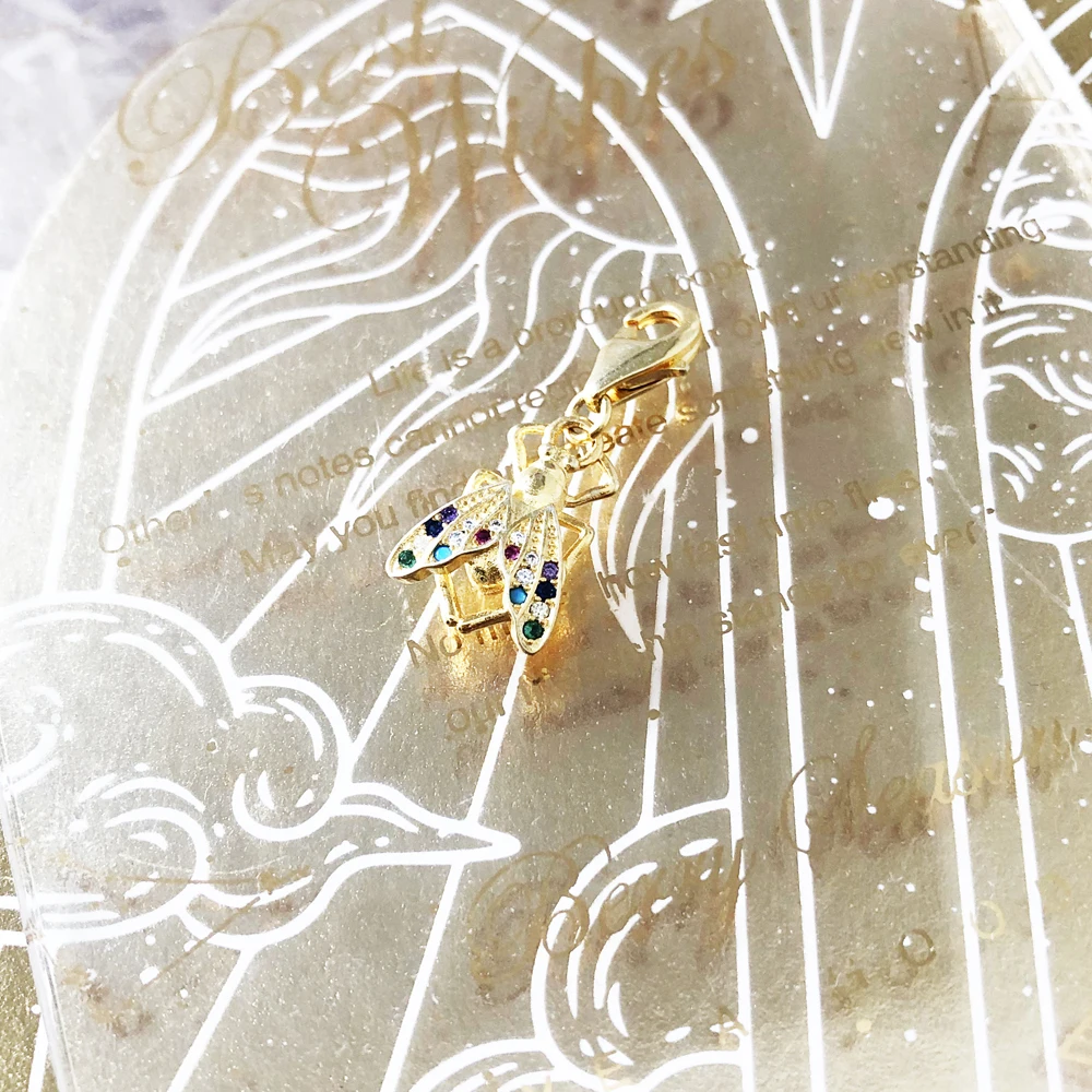 

Crazy-coloured Stone Pendant Fly Charm in a Good Mood 925 Sterling Silver Fit Necklaces Bracelet For Christmas Gift DropShipping