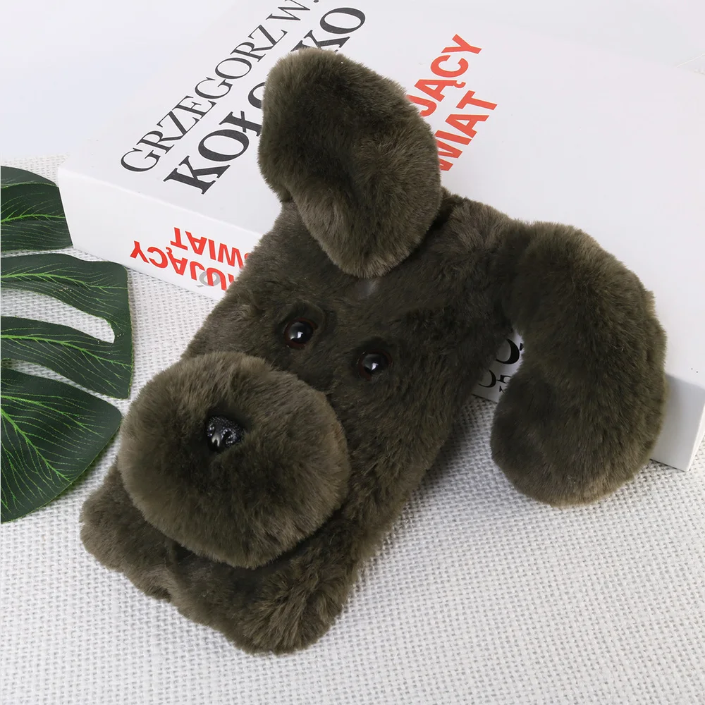 Мягкий плюшевый чехол для телефона с рисунком собаки милый Модный зимний теплый