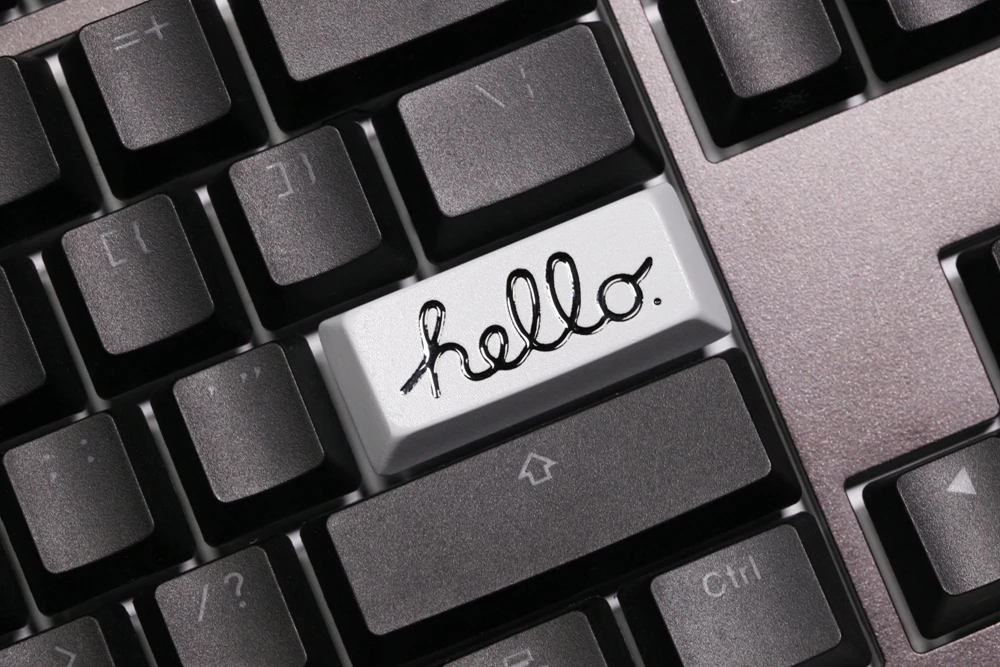 

Hello Enter Artisan Keycap CNC anodized aluminum Compatible Cherry MX switches Cherry Profile White Dispensing Tech