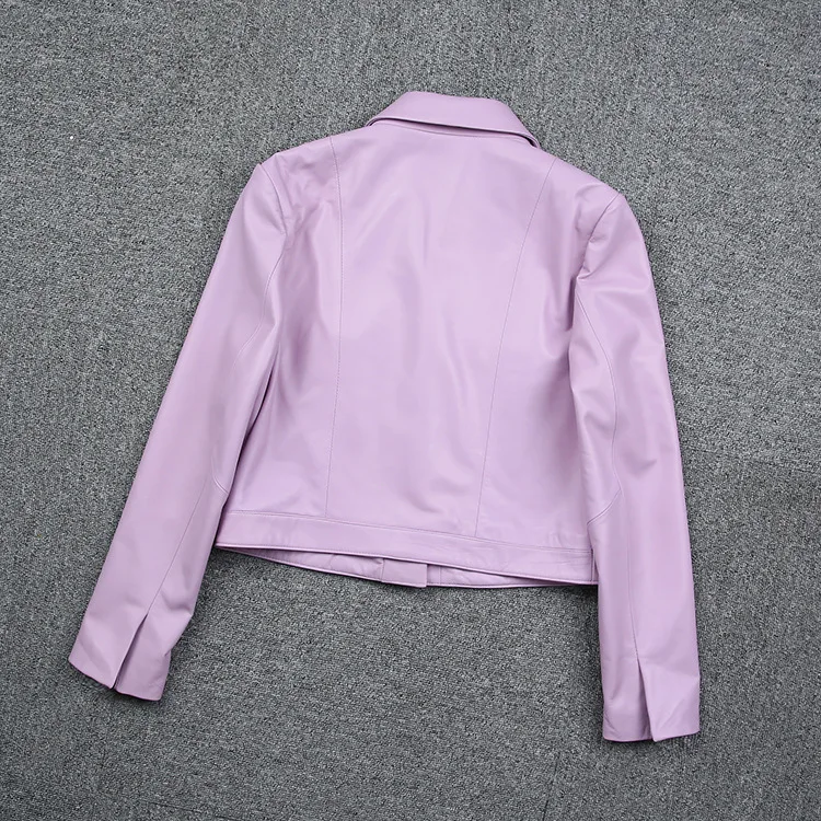 Autumn New Designer Women's Sheepskin Leather jackets High Quality Genuine leather short blazers coat C122