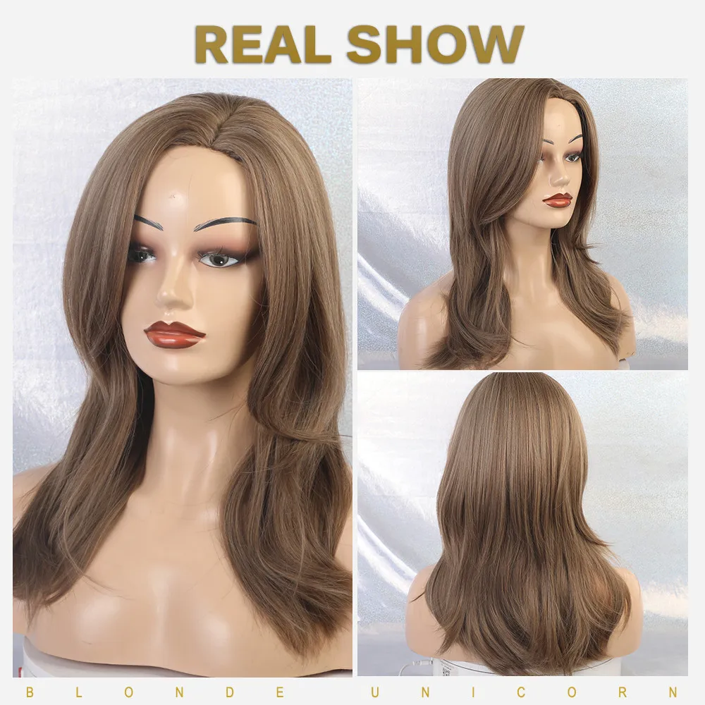 Блонд Единорог 16 дюймов Синтетические натуральные волнистые волосы парик с