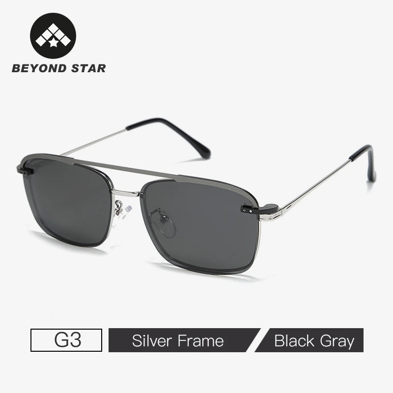 G3 Black Gray BEYONDSTAR модные прямоугольный магнит клип мужские солнцезащитные очки бренд квадратный вождения прозрачные очки поляризационные для мужчин Gafas G2063 - Цвет линз: G3 Black Gray