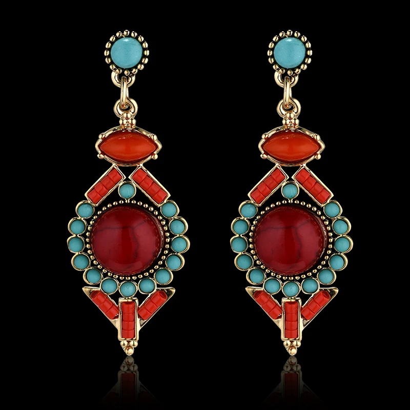 Винтажные Этнические украшения индийские серьги Jhumka с красными бусинами