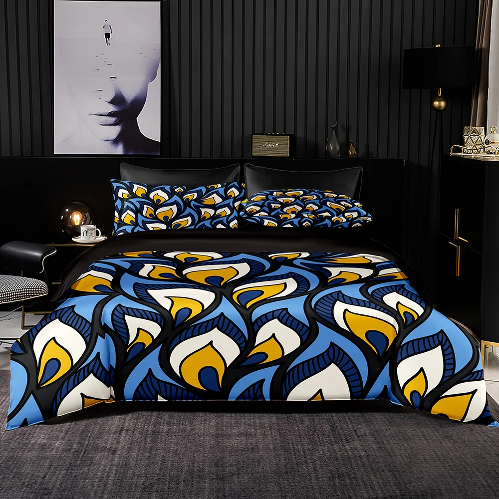 Комплект постельного белья в современном стиле с абстрактным рисунком листьев