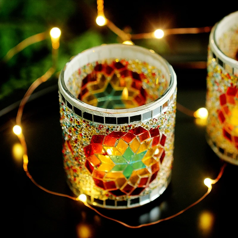 

Retro Glasses Candle Holders Vintage Creative European Candle Holders Romantic Dining Table Mum Tutucu Outdoor Decor