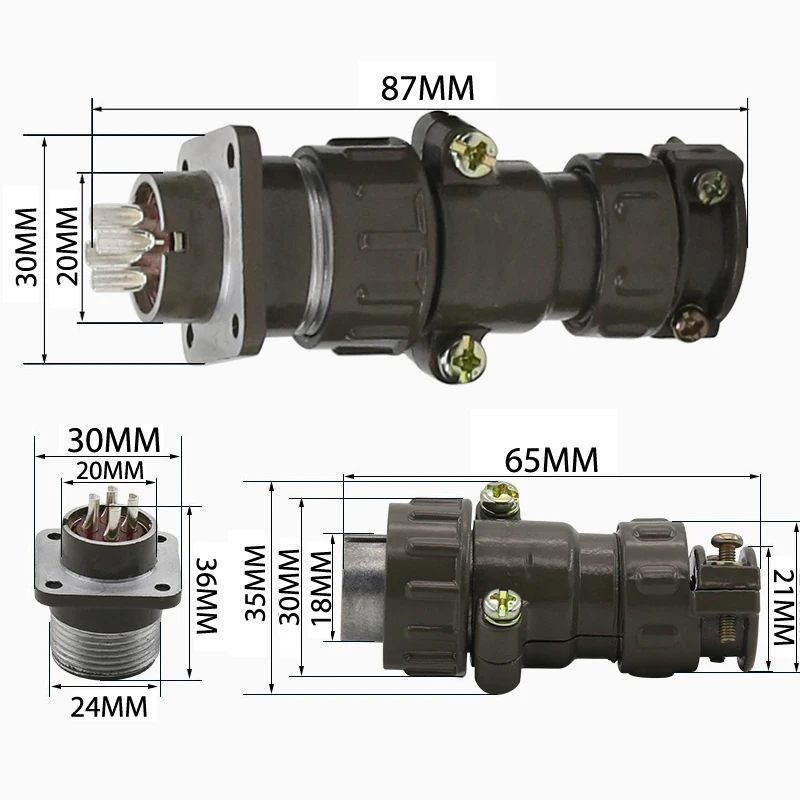 Aviation Plug Socket Round Connector P20 Series 2.3.4.5.7Core Diameter 20MM |