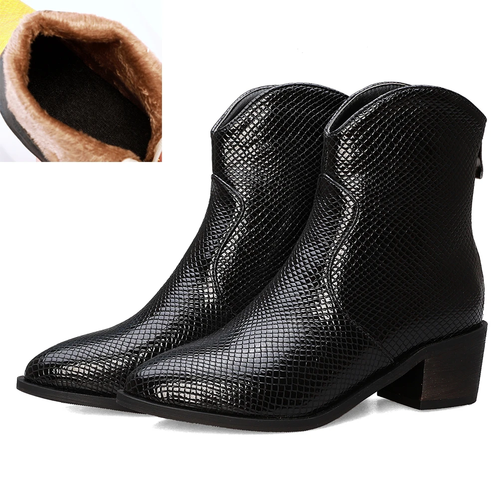 black style 3 SARAIRIS/ботинки размера плюс; большие размеры 32-48; Цвета: черный острый носок; женские зимние ботильоны в стиле "Вестерн" Для женщин женская обувь на высоком каблуке - Цвет: black style 3