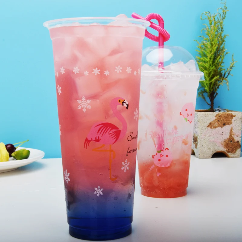 50 шт. прозрачный креативный одноразовый стаканчик для сока 500 мл 700 чашка