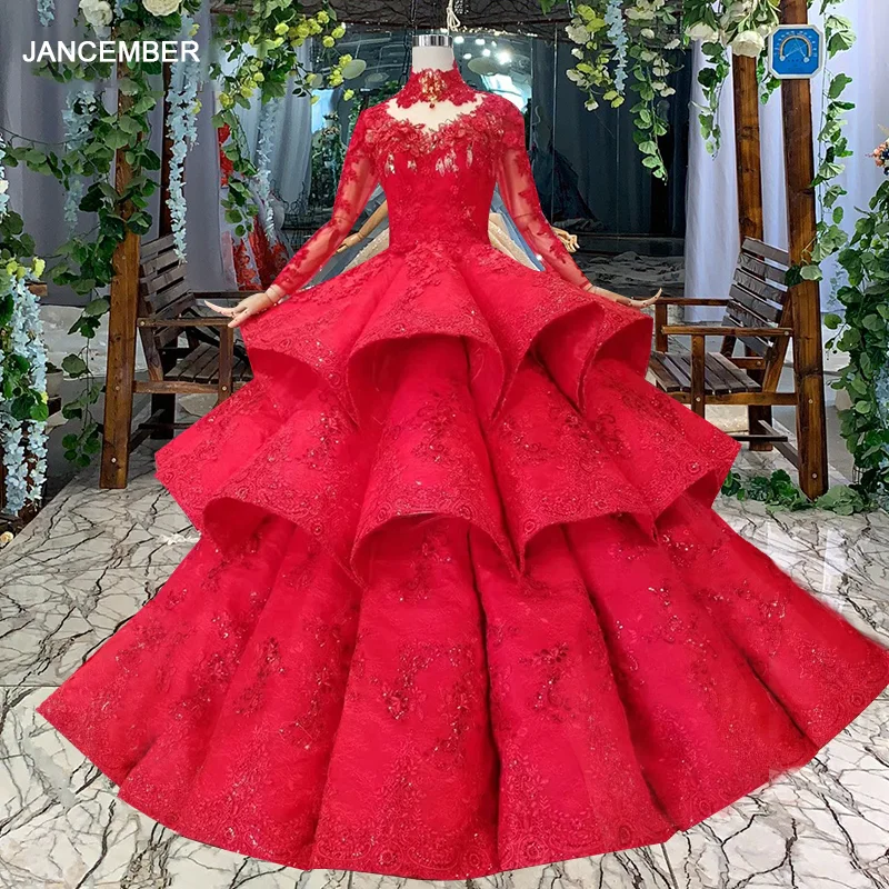 LS11290 бальное платье вечерние платья с высоким воротом длинными рукавами на