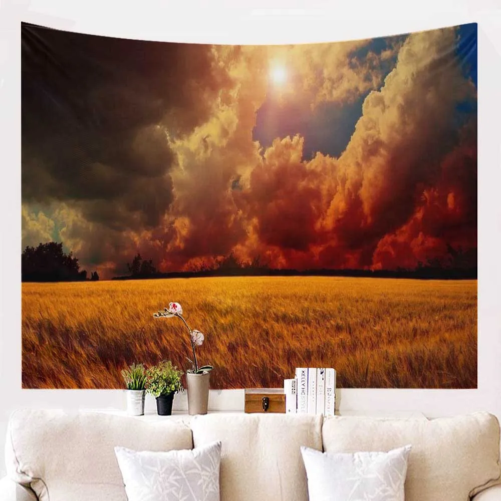 Большой Настенный гобелен с изображением красивого пшеничного поля богемные