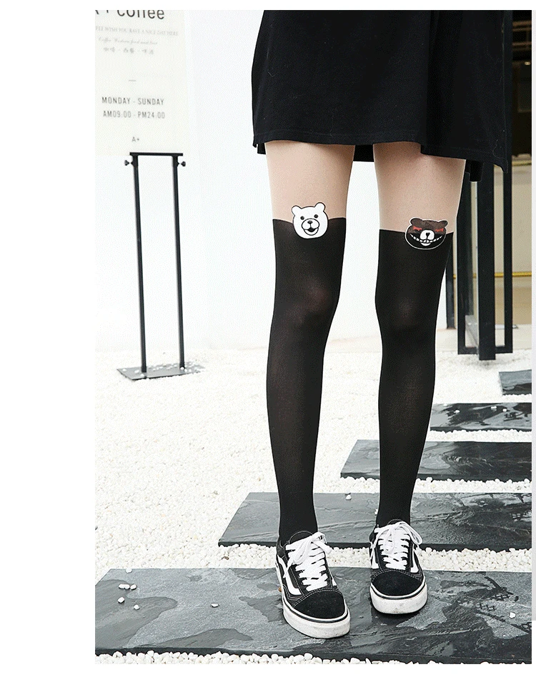 Anime cartoon stockings cat loving heart bear totoro devil Kumamon bowknot cute fun sweet women cotton stockings cosplay kawaii