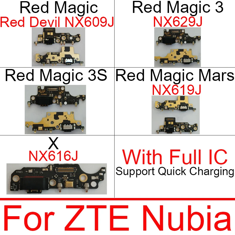Зарядная Плата USB для ZTE Nubia красный Магия 3 3S Mars X NX616J NX619J NX629J «чертенок» красного цвета NX609J Usb Зарядное устройство Порты и разъёмы для ремонта материнской платы Запчасти