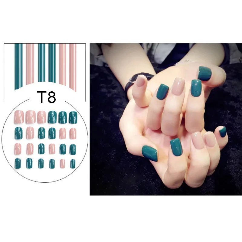 

24pcs Fake Nail Tips DIY False Nails Manicure Decoration Decals for Women Ladies CIN6 899