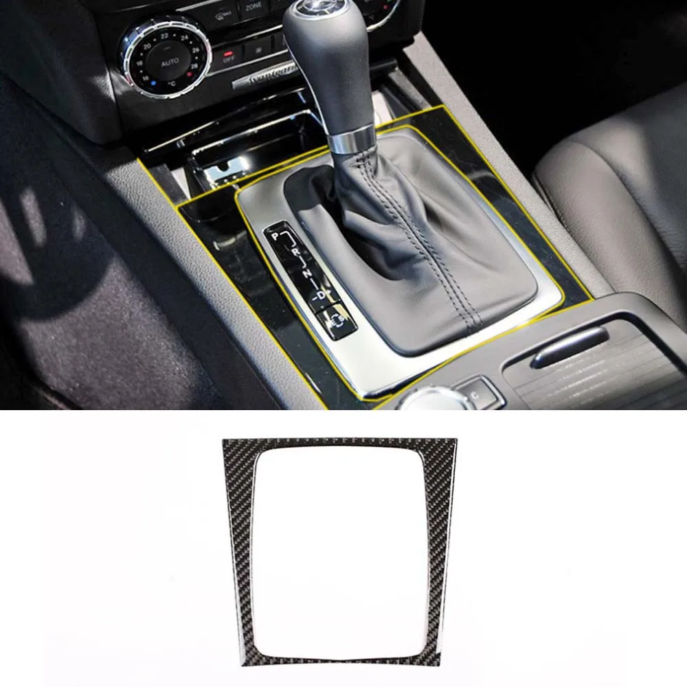 

Real Carbon Fiber Car Accessory For Mercedes Benz C Class 2007-2013 Car Gear Shift Panel Frame Car Sticker Styling