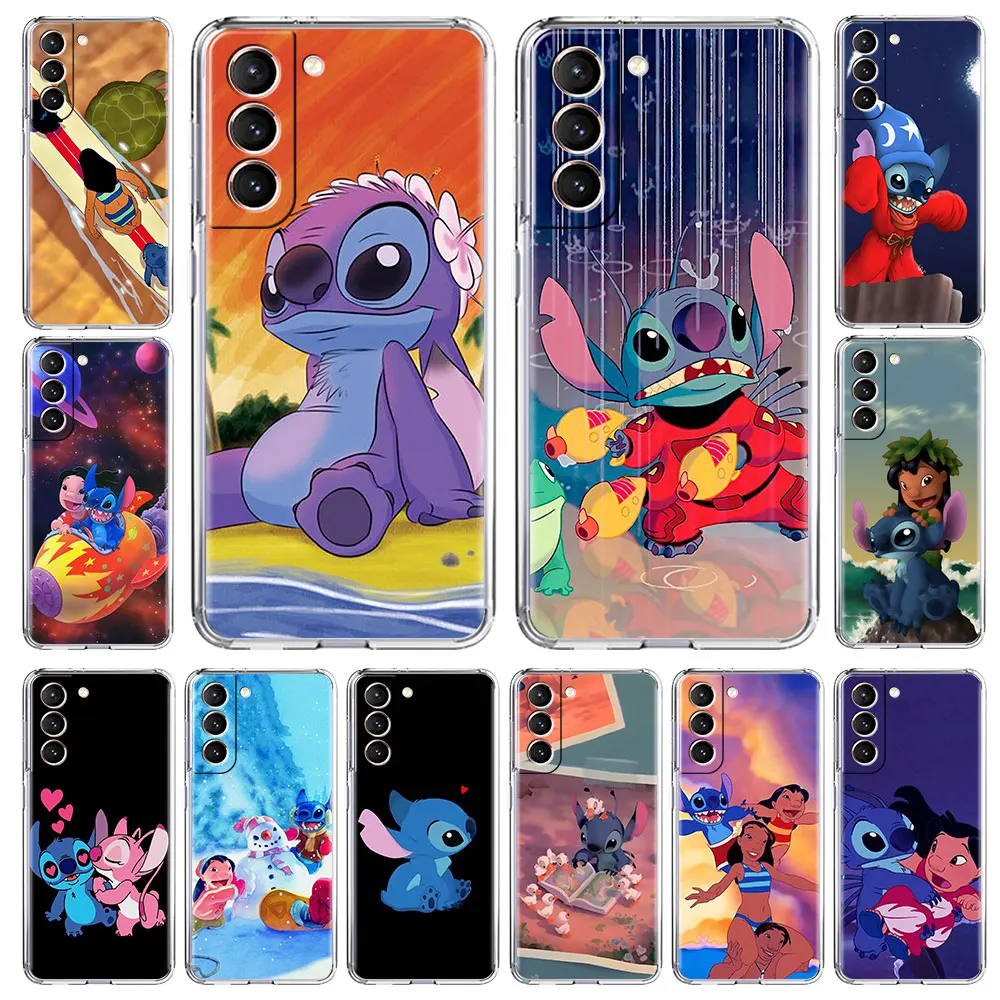 

Прозрачный чехол для Samsung Galaxy S20 FE S21 Ultra S10 S9 Plus, прозрачный мягкий чехол, милый роскошный чехол с Лило стичем