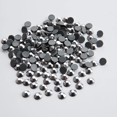 Silver hematite Горячая фиксация Стразы SS6-SS34 полный цвет круглый клей основа стразы серый сзади Кристаллы Стразы Горячая фиксация на рюкзак - Цвет: Silver hematite