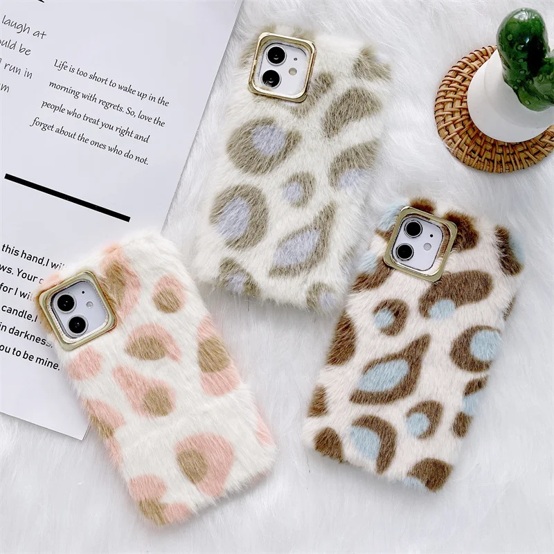 

Fashion Cute Warm Leopard Print Case for Huawei Honor V20 V30 Pro V40 9X 8X X10 Enjoy 9 10 E 20 SE Plus Z Soft Fluffy Back Cover