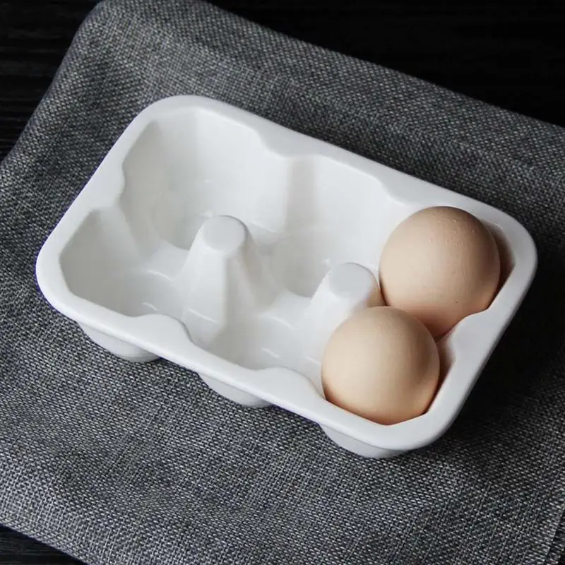 Egg Holder Tray Ceramicrefrigerator Countertop Porcelain 6 Eggs Hard Boiled Storage Organizer Easter