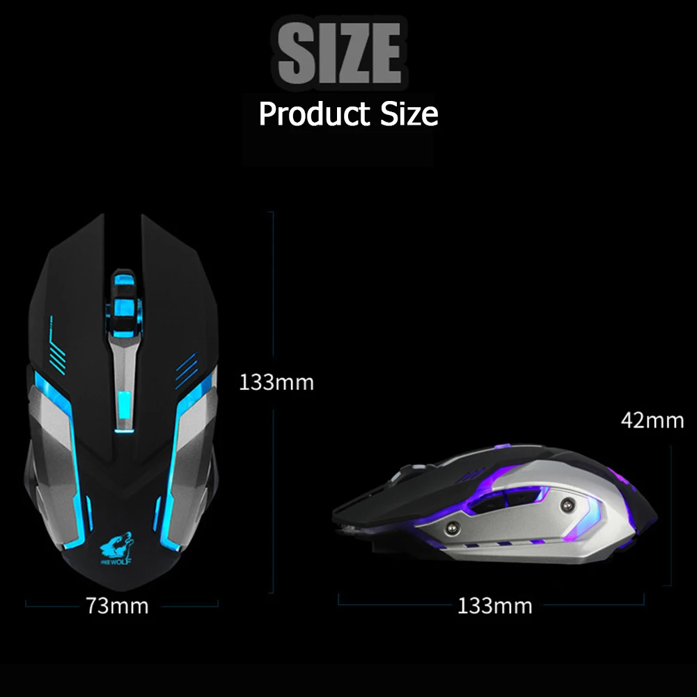 

Wireless Gaming Mouse LED Backlight PC Optical Mouse Silent Rechargeable Mechanical Mice for Gamer Laptop Computer