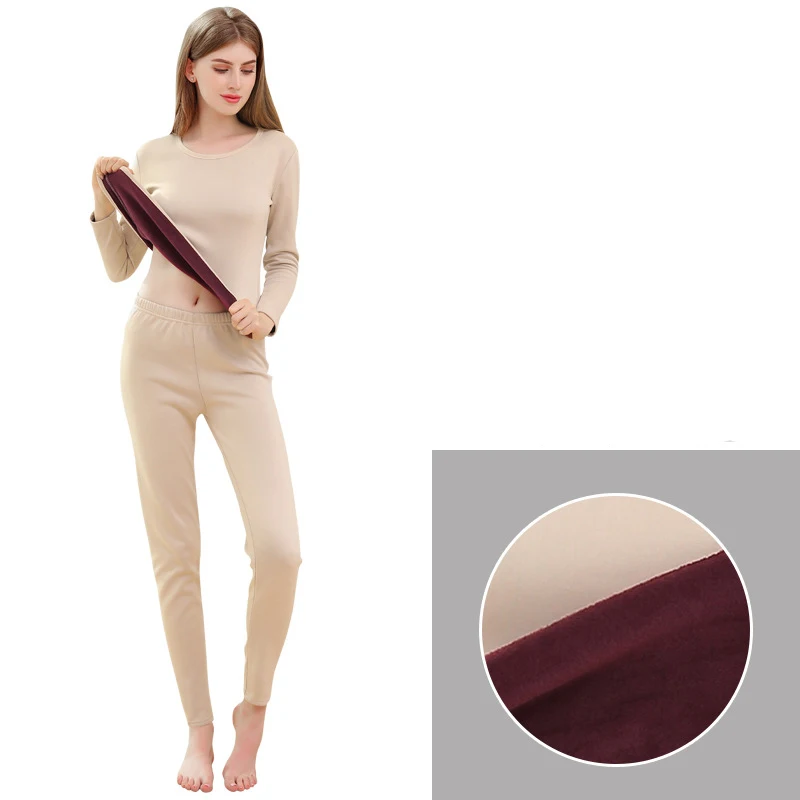 Lady skin color 2 шт./компл. Long Johns Для мужчин зимняя женская обувь Термальность костюм мужской женский теплый Термальность нижнее белье Костюмы длинное нижнее белье зимнюю детскую одежду для сна - Цвет: Lady skin color