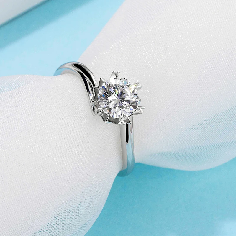 925 Silver Snowflake style Moissanite Ring 1ct GH color Anniversary romantic Proposal ring | Rings