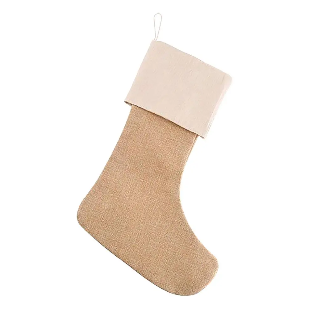 

3pcs Linen Christmas Stockings DIY Creative Christmas Gift Bags Holiday Dress Up Candy Bags For Xmas Door Window Hanging Decor