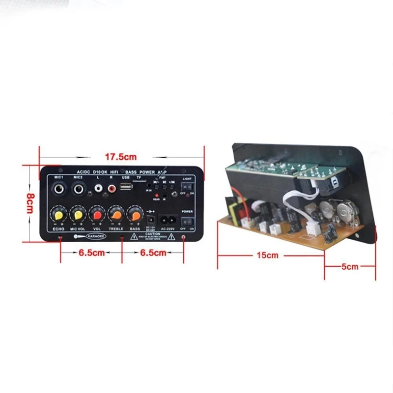 AC 220V Digital Bluetooth Stereo Amplifier Board Audio Amplifiers Subwoofer Karaoke Player US Plug | Электроника