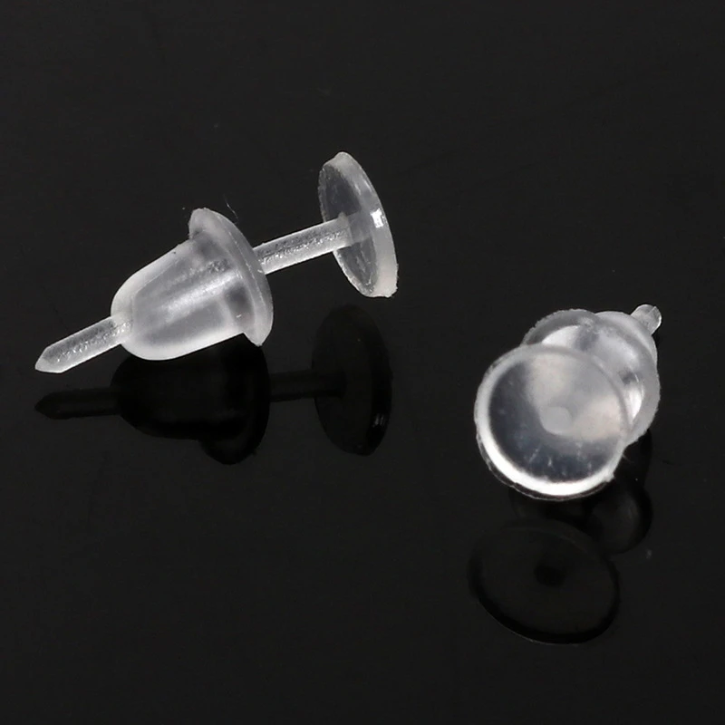 

Plastic 50Pcs/Pack Clear Stem Rubber Anti-Allergy Ear Stud Replacement Earring Accessories Protect Ears From Ear Hole Blockage