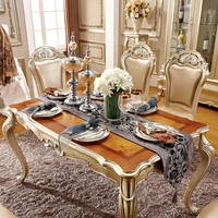 french style european rectangular solid wood dining table and chair combination golden carved extraordinary high end restaurant