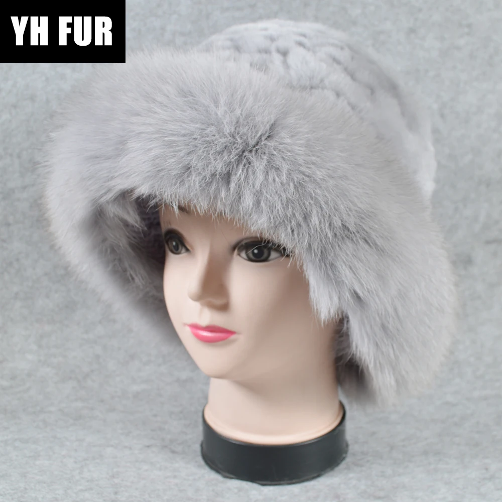 Новый Стиль Зимние теплые натуральным лисьим мехом меховые шапки для женщин