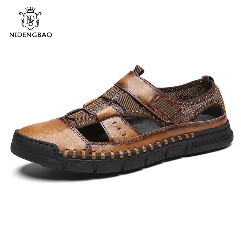 

Sandals Man Summer Shoes Leather Men Sandals Fashion Men Non-slip Beach Shoes sandalias hombre Outdoor Walking Mans Footwear