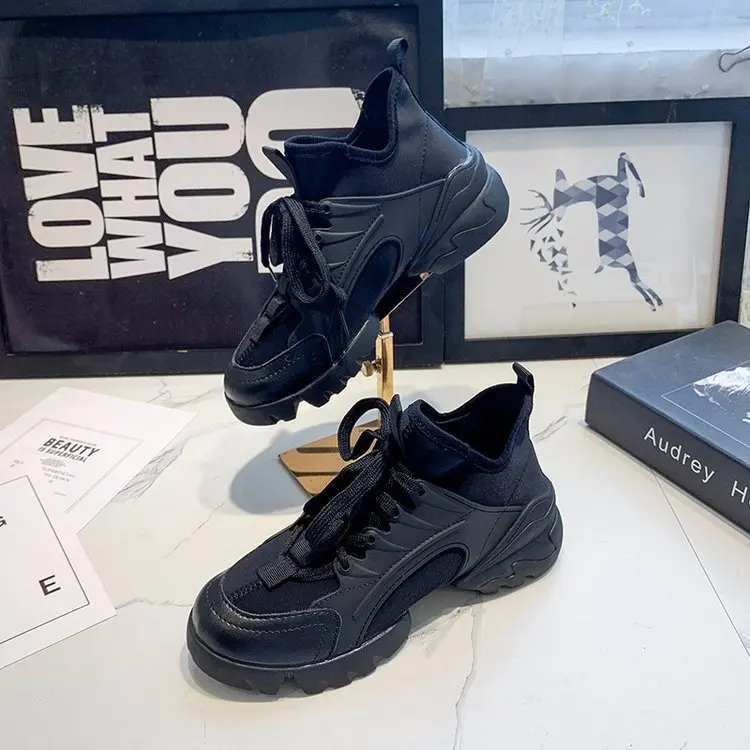 Женские кроссовки с толстой подошвой Fujin дышащие сетчатые круглым носком для