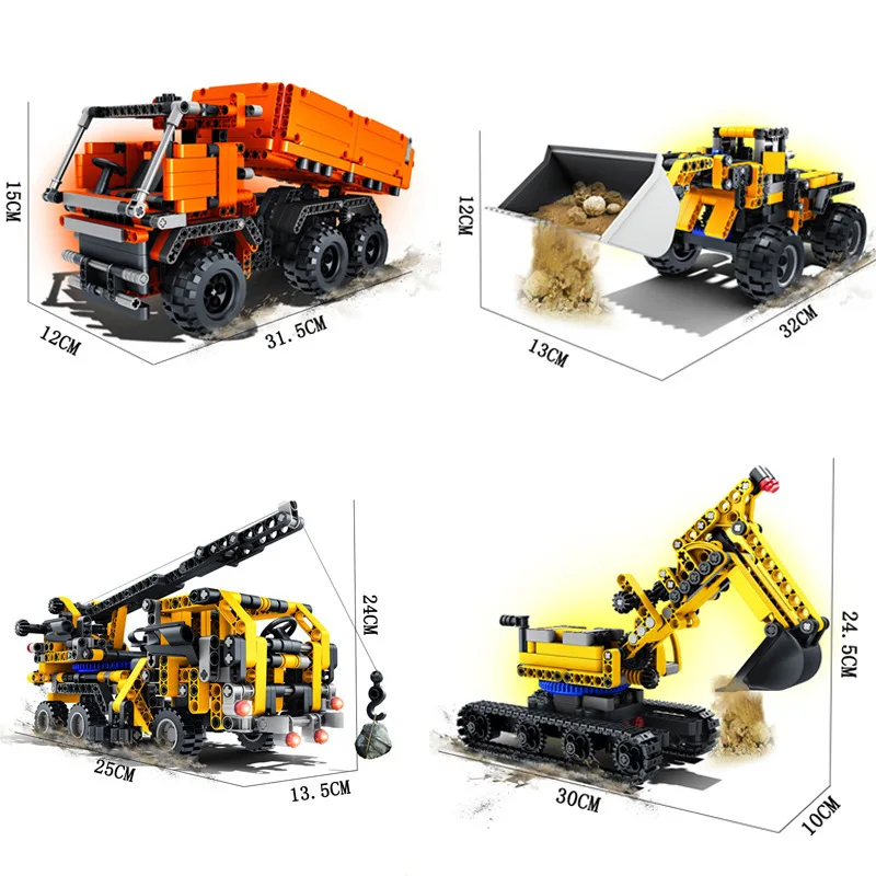 

Diy City Engineering Bulldozer Bricks Truck Crane Construction Car Small Building Blocks Toys For Children Boys Gift