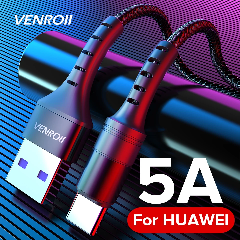 Кабель Venroii usb type C Quick Charge 3,0 4,0 USBC 5A Supercharge type-C для huawei P30 P20 mate 30 20 Pro Honor 10 V20 V10