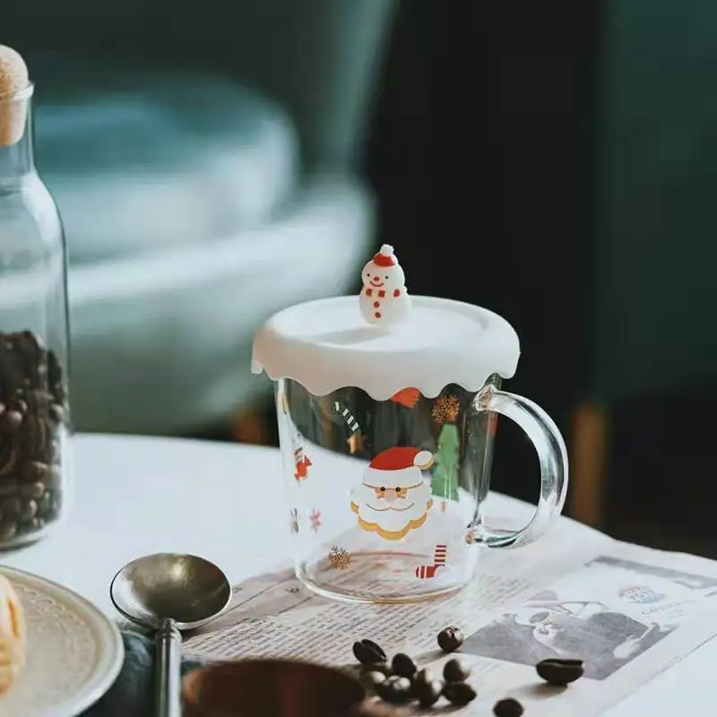 

Креативная Рождественская Новогодняя чашка, термостойкая стеклянная кружка для воды, кружка для пар, красивая кружка для воды, рождественс...