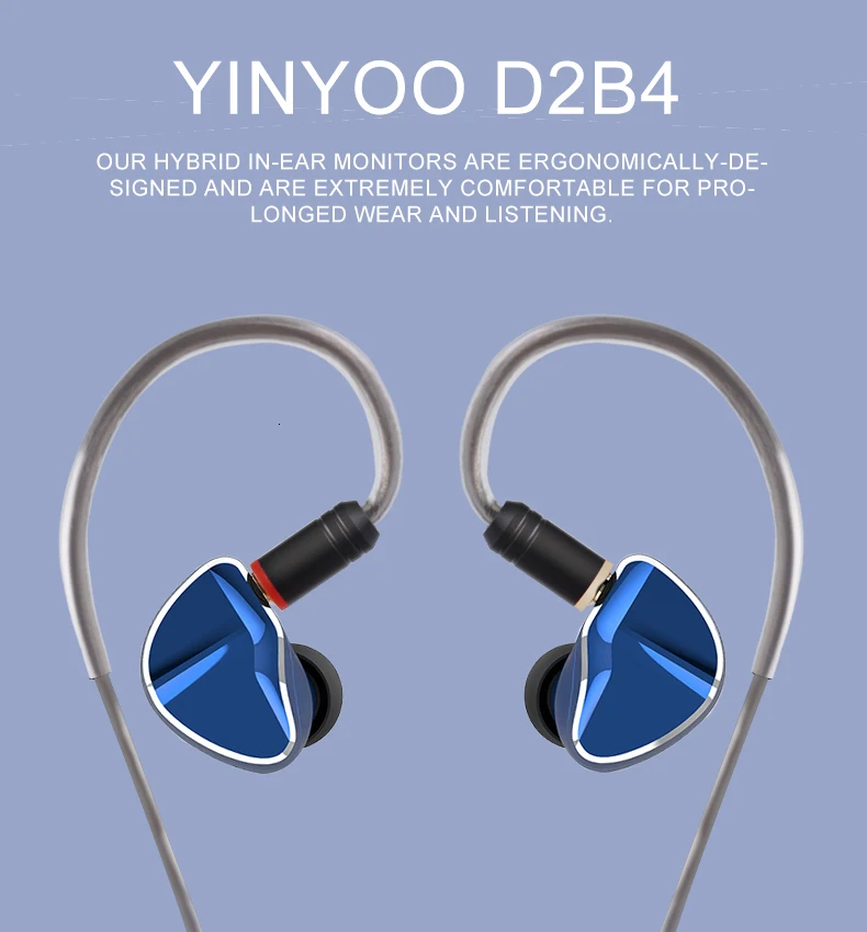 Yinyoo D2B4 2DD+ 4BA 10 мм графеновая диафрагма Динамический драйвер гибридные наушники в ухо для ZST AS10 ZS10 CCA C10 C16 QT5