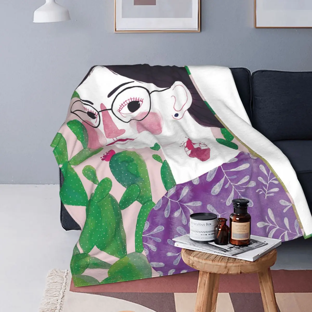 

Brunna Mancuso Blankets Portrait Nordic Girl Flannel Throw Blankets Bedroom Sofa Printed Lightweight Bedspreads